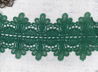 Кружево плетёное, ш. 9,5 см, тёмно-зелёный