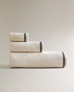 Zara Home - Хлопковое полотенце с двойной гирляндой, белый, 90х150 см