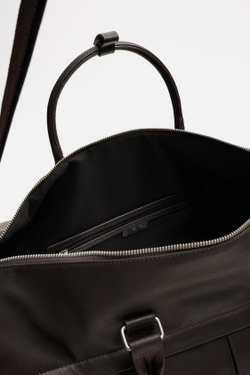 ZARA ДОРОЖНАЯ СУМКА ИЗ РЕЛЬЕФНОЙ ТКАНИ, КОРИЧНЕВЫЙ