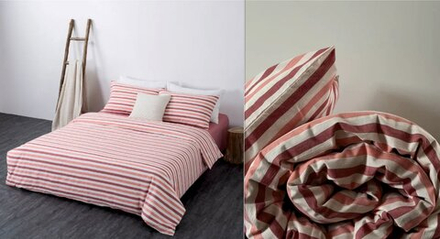 КПБ 2 сп с простыней на рез. 180х200 ВАРЕНЫЙ ХЛОПОК "Широкая розовая полоса"