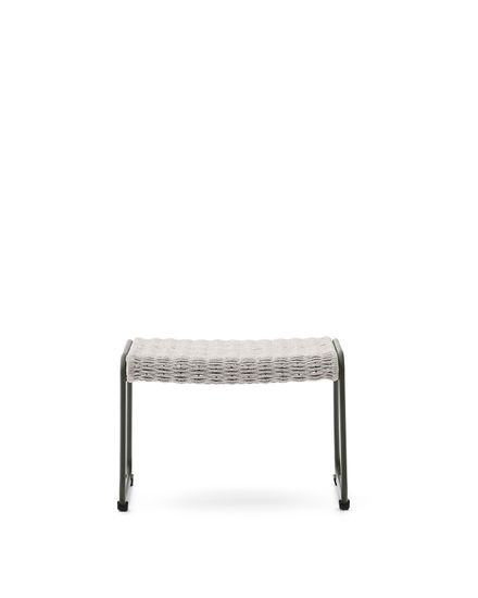 Подставка для ног Maurina из зеленой стали и серо-бежевым шнуром