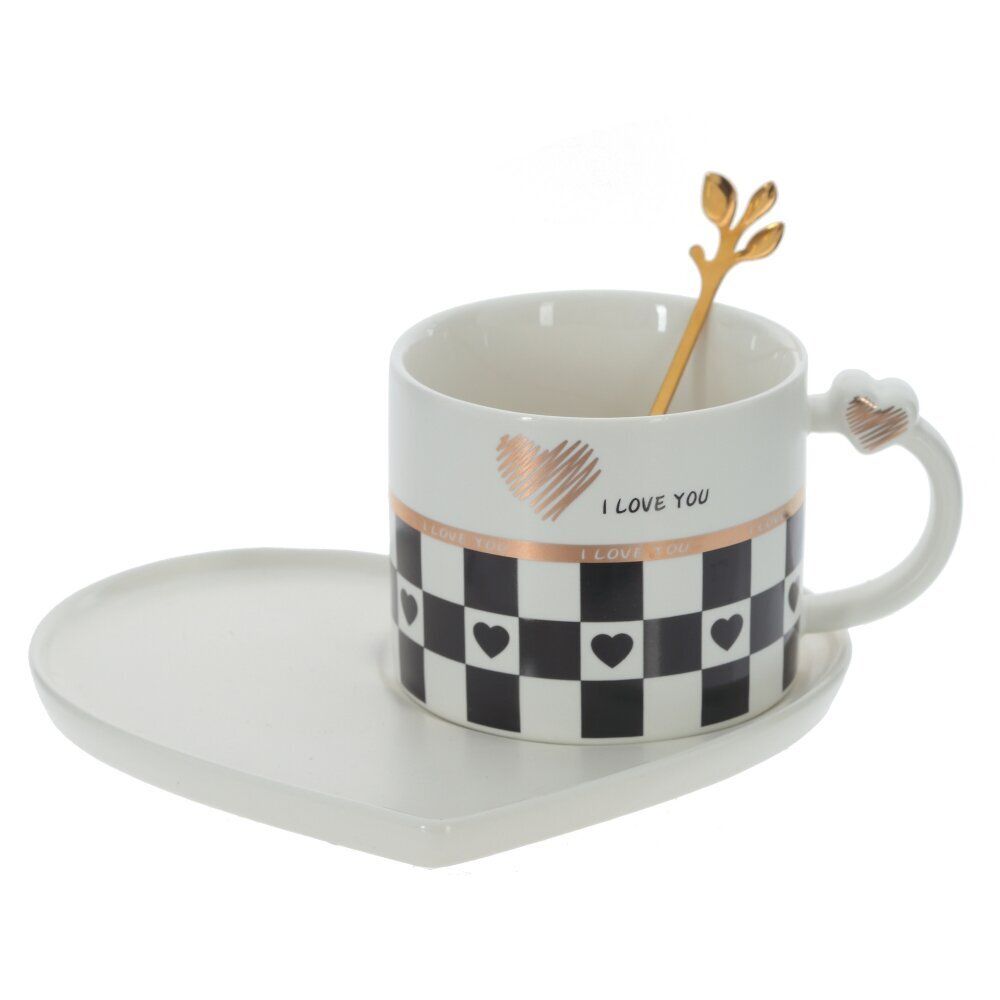 GAEM Кружка с блюдцем и ложкой, 220 мл, L16 W14 H7,5 см, 4в.