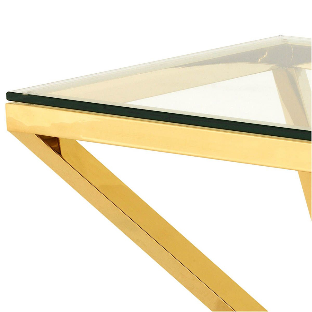 Столик журнальный LA ALTA SABINE прозрачное стекло 55*55*55, каркас золото