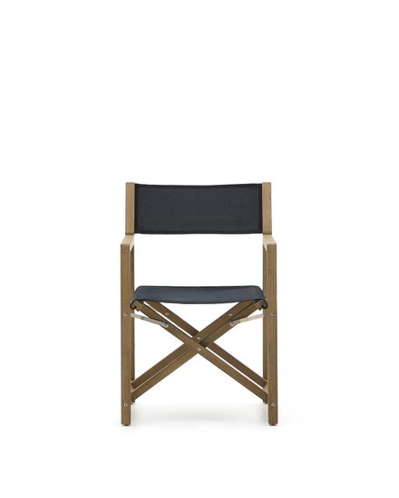 Складное уличное кресло Vilara из акации и ткани черного цвета