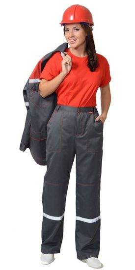 Костюм женский "Сириус-Механик" брюки (серый/красный)