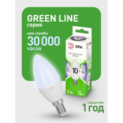 Лампа светодиодная ЭРА GREEN LINE LED B35-10W-865-E14 GL 10Вт свеча холодный свет E14 | Лампы cветодиодные Свеча (B/C)