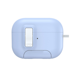 Чехол синего цвета для наушников AirPods Pro 2, белый цвет, Dux Ducis, серия PECQ Series (встроенная подставка для смартфона)