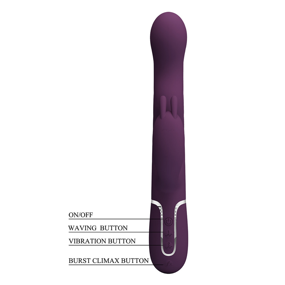 Фиолетовый вибратор-кролик 24,9см с волновыми движениями Pretty Love Waving & Vibrating Rabbit Laursen Dark Purple BW-500089-1