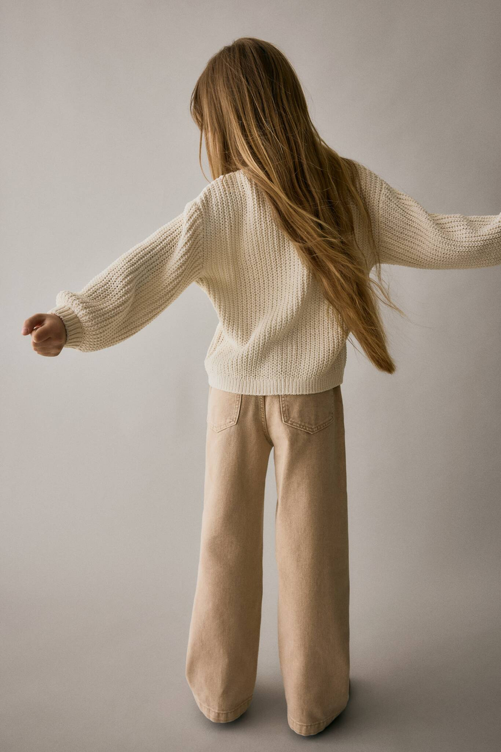 H&M Джинсы широкого кроя, бежевый