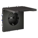 Розетка встраиваемая VOLTUM S70 с заземлением, защитными шторками и крышкой 16А, (титан)