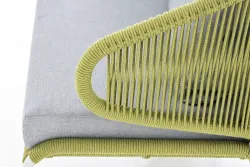 "Милан" диван 2-местный плетеный из роупа, каркас алюминий светло-серый (RAL7035) шагрень, роуп салатовый меланж круглый, ткань светло-серая