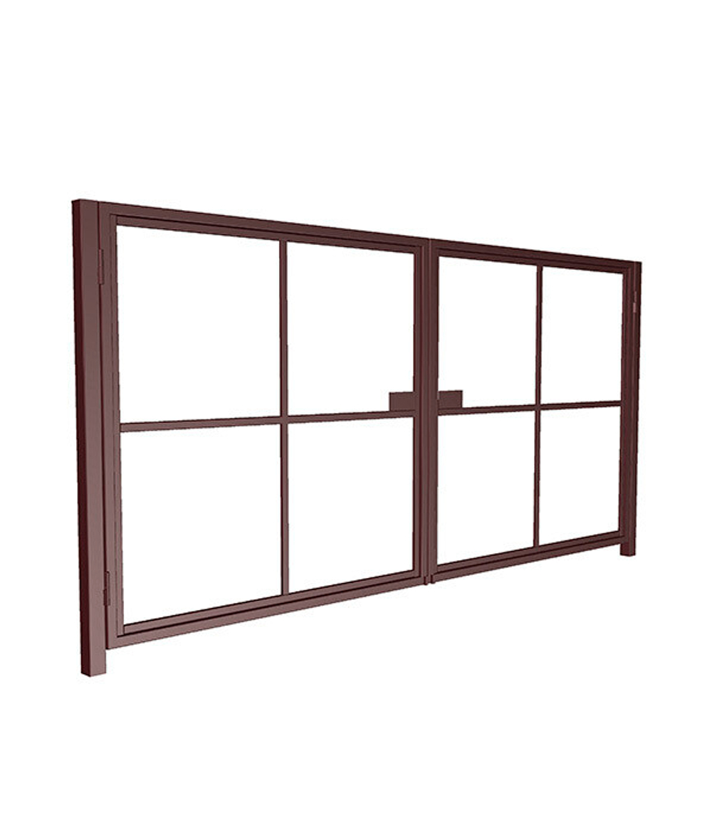 Ворота расашные 4м проем из Т образного профиля .Зашивка в рамку.