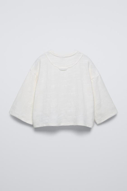 ZARA ТОП ИЗ РЕЛЬЕФНОЙ ТКАНИ, ЖЕЛТОВАТО-БЕЛЫЙ