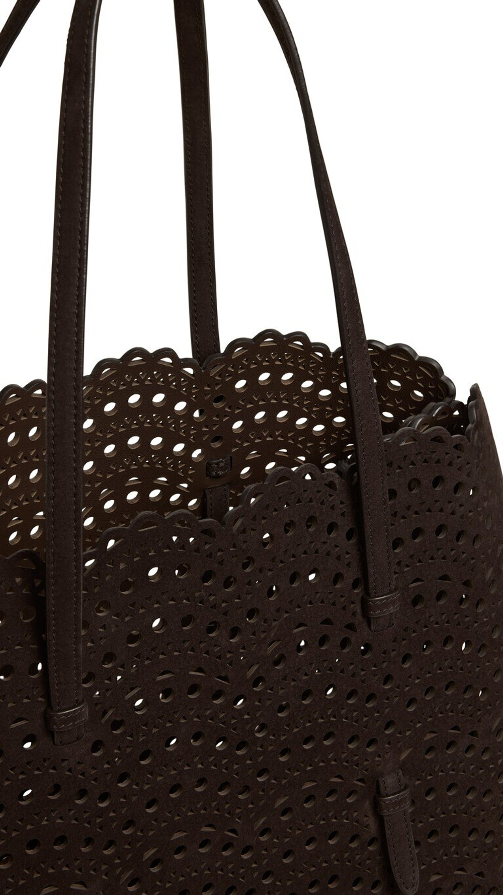 ALAÏA СУМКА MINA 37 ИЗ НУБУКА, ТЕМНО-КОРИЧНЕВЫЙ