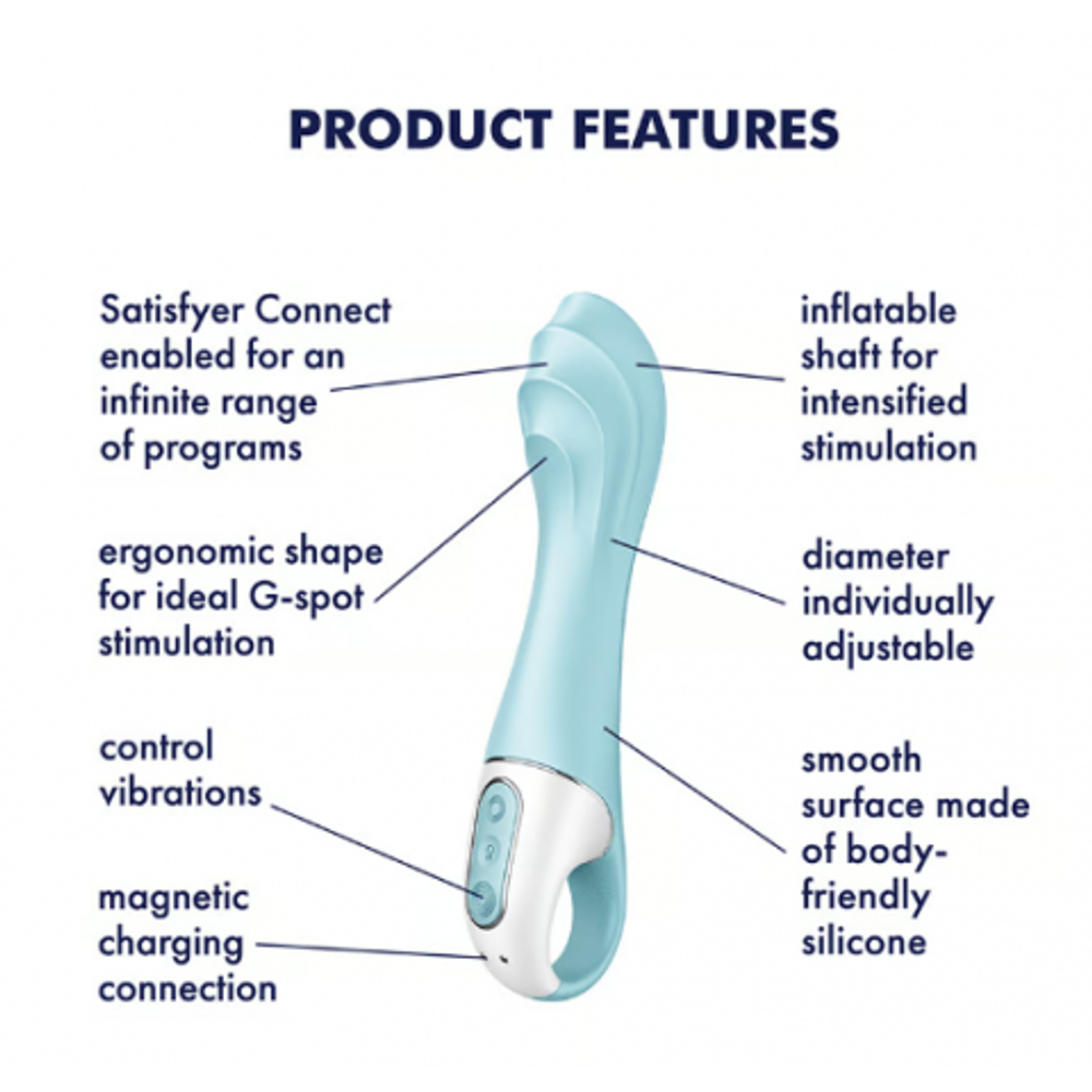 Надувной вибратор для точки-G Satisfyer Air Pump Vibrator 5+ голубой