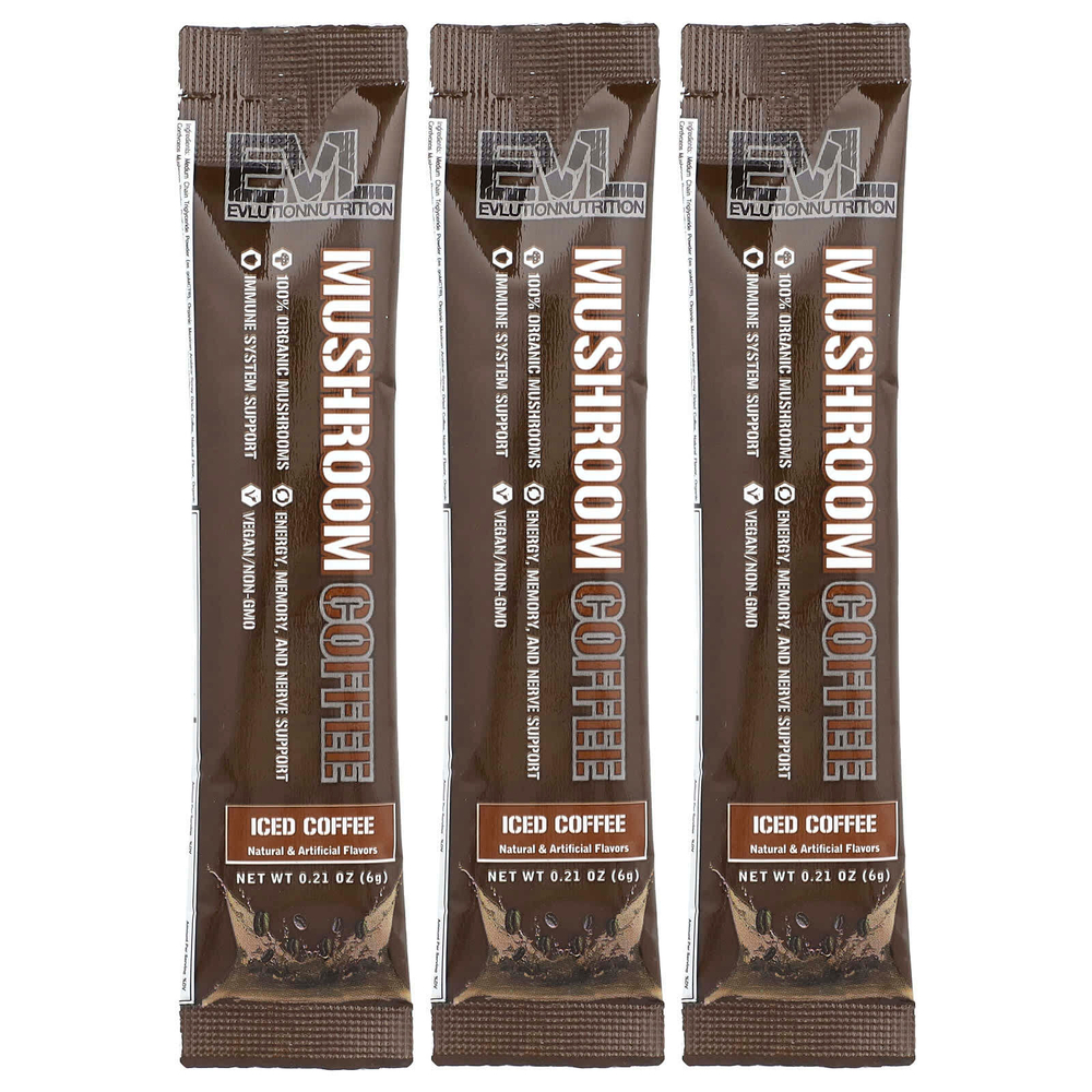 EVLution Nutrition, Mushroom Coffee, холодный кофе, 6 г (0,21 унции)