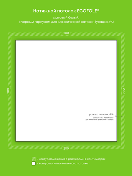 Матовый натяжной потолок 4 м2