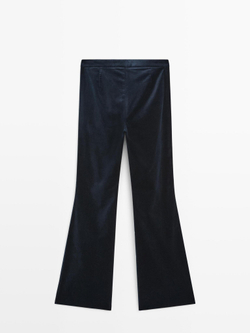 Massimo Dutti Расклешенные бархатные брюки, чернильно-синий