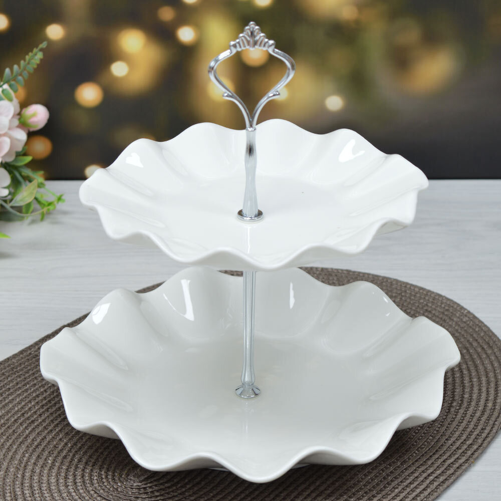 Фруктовница 2-х ярусная "Маршмеллоу" d19/24см, h25см