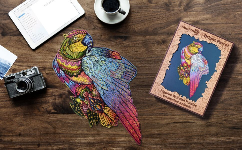 Деревянный пазл Wood Trick Яркий Попугай (35x20 см)