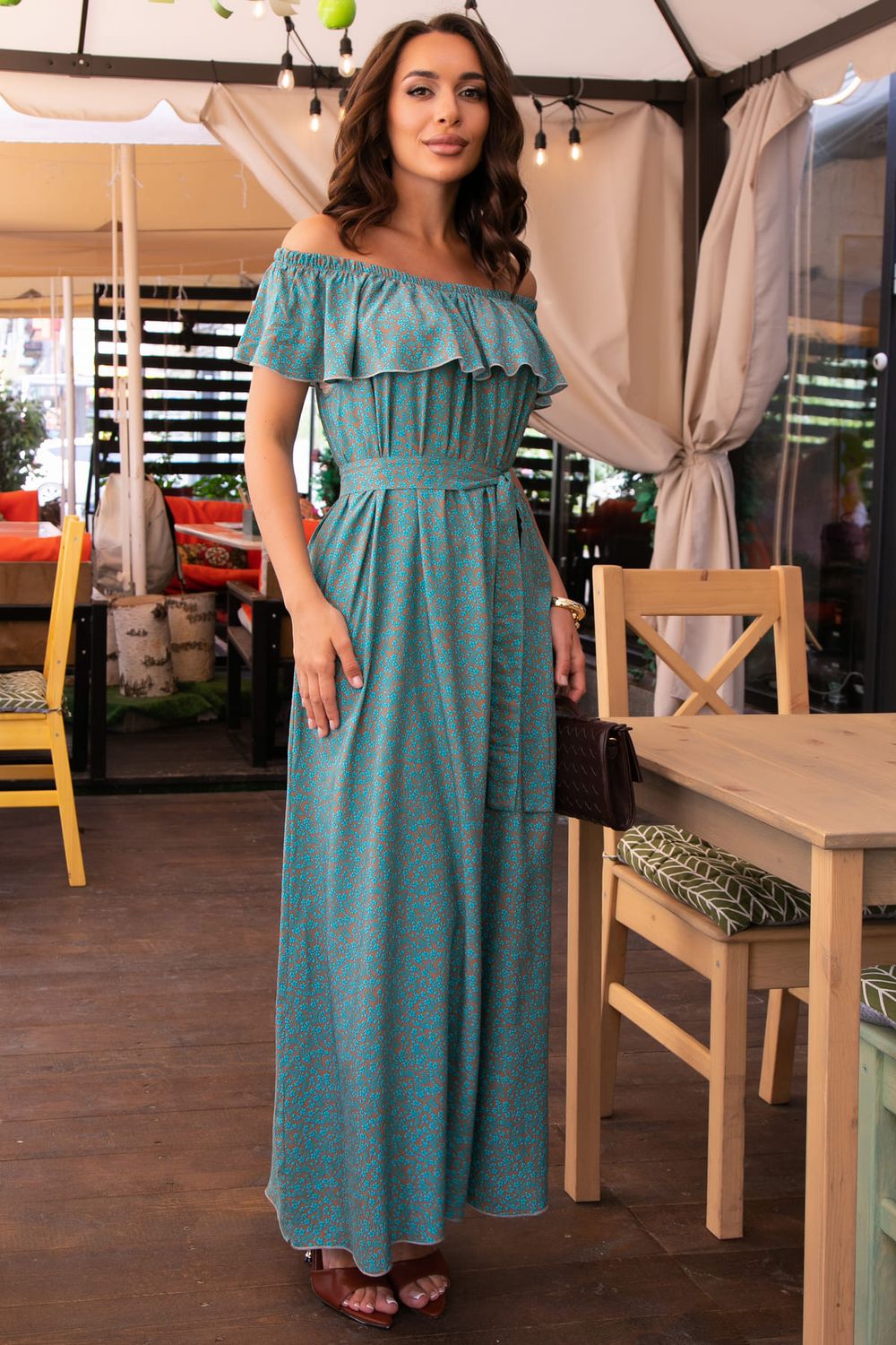 Платье Элинор макси (серо-голубое) П15798-12М LT Collection