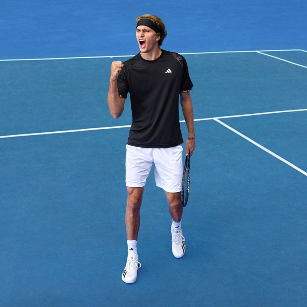 Мужская теннисная футболка Adidas Melbourne Ergo Tennis Heat Rdy Raglan Tee - black