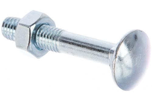 БОЛТ МЕБ. СТРОЙБАТ DIN 603 10X 60 С ГАЙКОЙ (БЕЛЫЙ ЦИНК 2 ШТ)