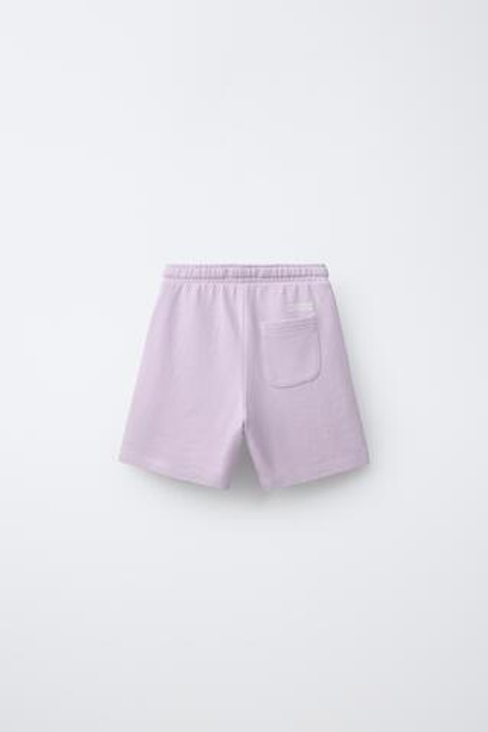 ZARA ШОРТЫ ИЗ МЯГКОЙ ТКАНИ С ЛОГОТИПОМ GARMENT DYE, СВЕТЛО-СИРЕНЕВЫЙ