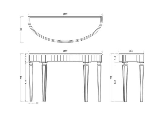 KFG080 Консоль зеркальная  120*42*78см