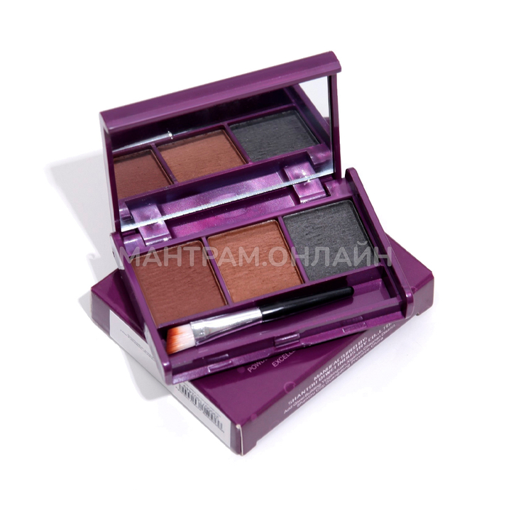 Тени для бровей Me now Eye brow powder коричневый, черный + кисточка 3 цв.