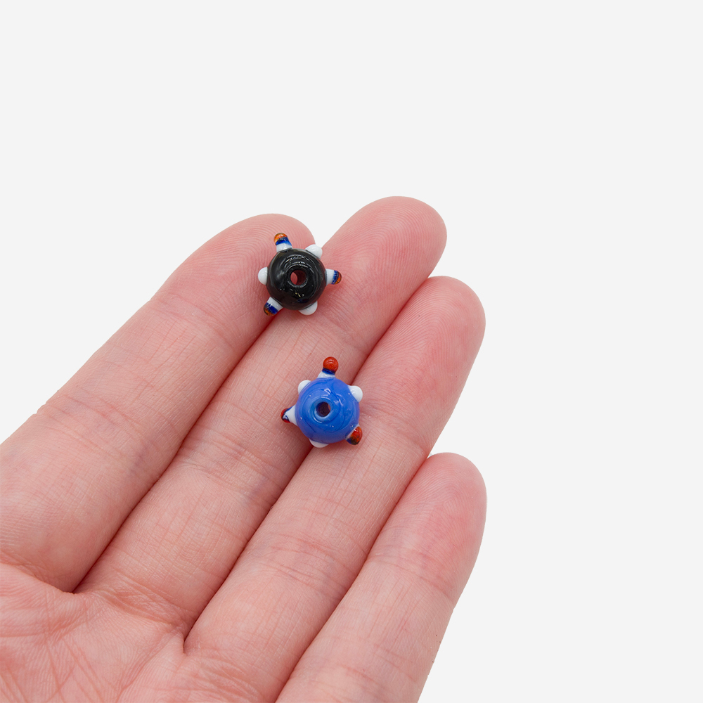 Бусина лампворк "Ёжик", 10,5мм, черное стекло