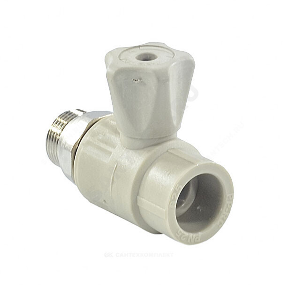 Кран шаровой PP-R серый Дн 25х3/4" НР прямой для радиатора VALFEX 10149025Г