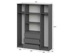 Денвер шкаф четырехстворчатый / Графит серый