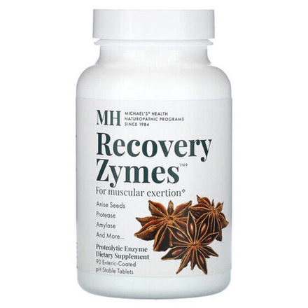 Пищеварительные ферменты Michael's Naturopathic, Recovery Zymes, 90 таблеток с кишечнорастворимой оболочкой и стабильным уровнем pH