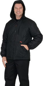 Куртка "ПРАГА-Люкс" удлиненная с капюшоном, черный (ЧЗ) тк.Дюспо