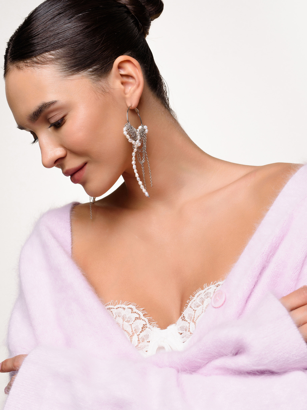 Серьги "Pearl kongo" Silver