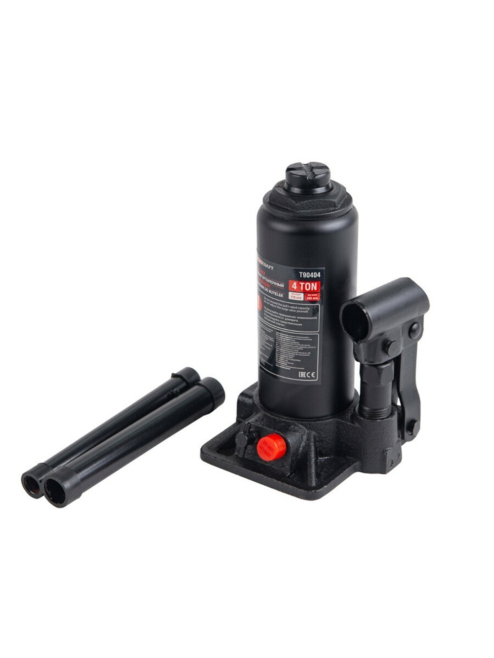 Домкрат бутылочный 4т с клапаном (h min 178мм,h max 338мм) FORCEKRAFT FK-T90404(DS)