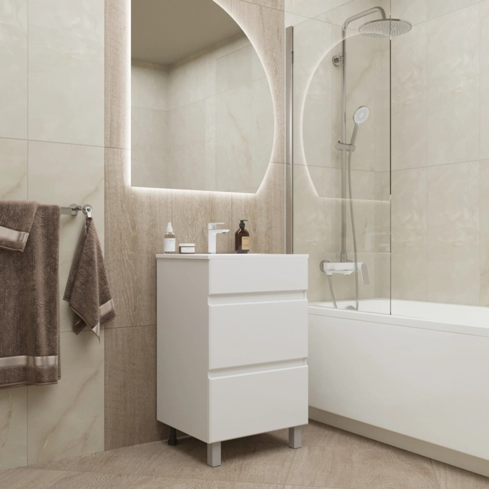 Тумба для ванной MIXLINE "БРИКС-50" 2 ящика под раковину "Breeze 50" мебельный (Sanita Luxe) (ПВХ) (555633)