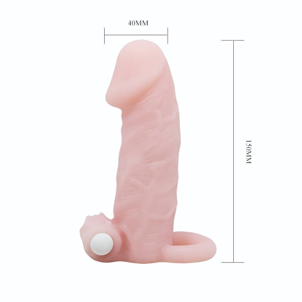 Телесная насадка с клиторальным стимулятором - 15 см. (Цвет: телесный)