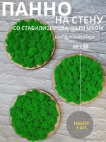Круглое панно на стену из мха набор ОРЕХ 20 см. 3 шт.