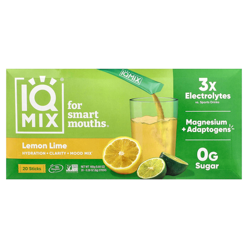 IQBAR, IQ Mix®, лимон и лайм, 20 пакетиков по 8 г (0,28 унции)