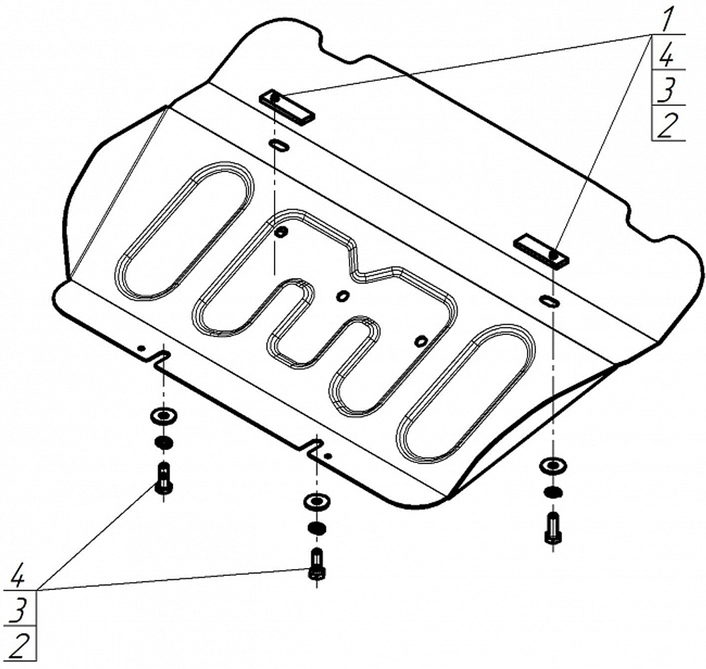 Защита радиатора. 2 мм, Сталь. для Changan Hunter Plus 2023-н.в., Motodor.77213