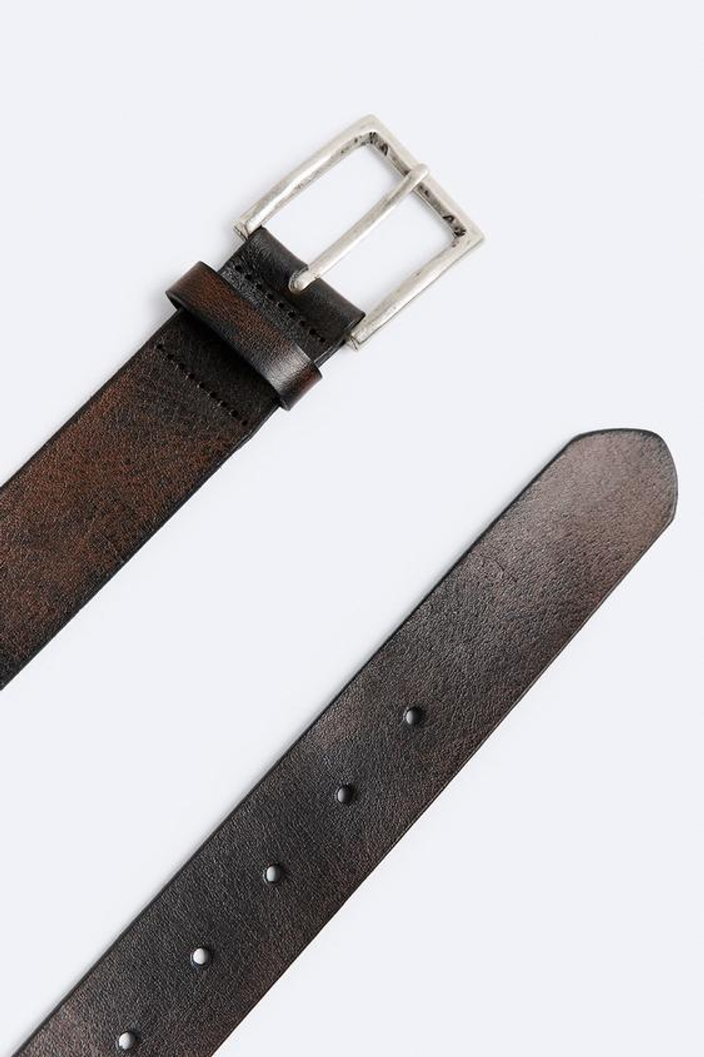 ZARA КОЖАНЫЙ РЕМЕНЬ В ВИНТАЖНОМ СТИЛЕ, КОРИЧНЕВЫЙ