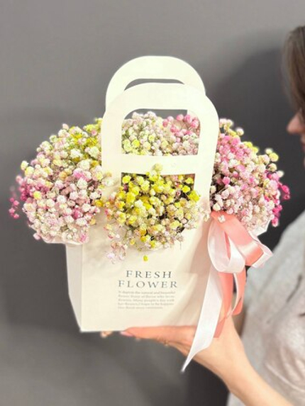 Сумочка с радужной гипсофилой