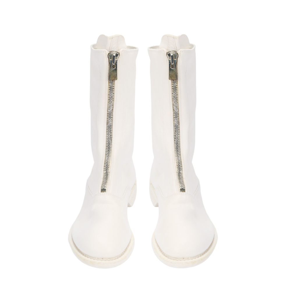 GUIDI 310 Leather Zip Closure Knee high Boots Women"s White