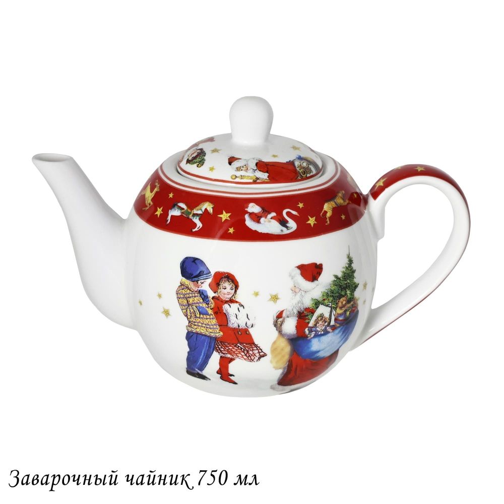 Lenardi 305-203 Чайник заварочный 750 мл НОВЫЙ ГОД в под.уп.(х24)Фарфор