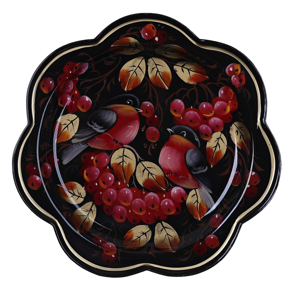 Жостовский поднос декоративный, размер 18 см (A1), металлический