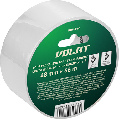 Скотч упаковочный прозрачный 48ммх66м ВОЛАТ