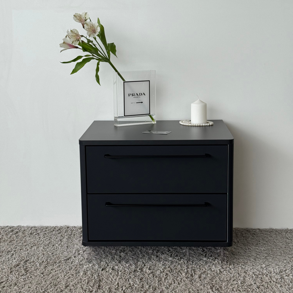 Тумба прикроватная подвесная ROYAL 5202 эко (Черный-р.черная)