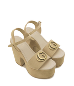 Кожаные босоножки на каблуке clody Guess - бежевый(FLJCLO SUE04)